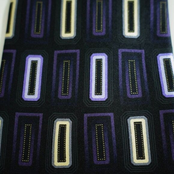 Alexander Julian Gray Purple Yellow Geometric Print‎  Silk Tie - Picture 2 of 6